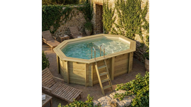 Piscina NEMO 4.3 x 3 – H.1.31 m con spiaggia, sabbia, con supporti da cementare