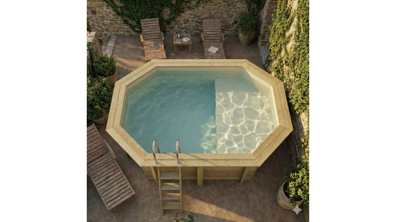 Piscina NEMO 4.3 x 3 – H.1.31 m con spiaggia, sabbia, con supporti da cementare