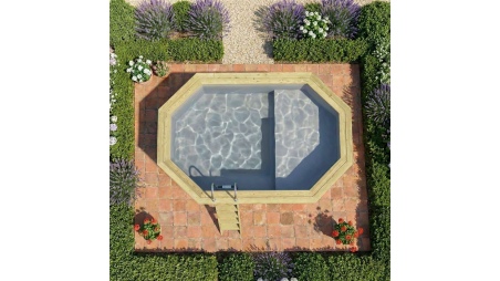 Piscina NEMO 4.3 x 3 – H.1.31 m con spiaggia, grigio, Su telaio - senza cementazione