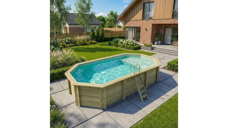 Piscina NEMO 7.3 x 3.97 – H.1.45 m con spiaggia, sabbia, con supporti da cementare