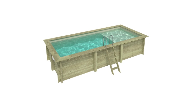 Piscina AQUA 6.1 x 2.85 – H.1.31 m con spiaggia, sabbia, con supporti da cementare