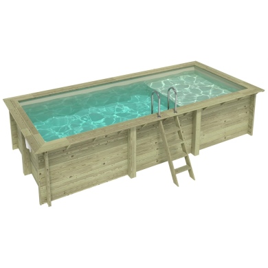 Piscina AQUA 6.1 x 2.85 – H.1.31 m con spiaggia, sabbia, con supporti fissati al calcestruzzo