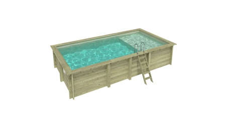 Piscina AQUA 7 x 3.75 – H.1.45 m con spiaggia, sabbia, con supporti da cementare
