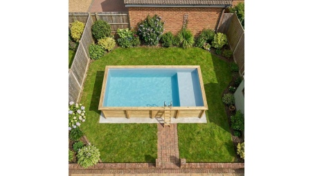 Piscina AQUA 8.5 x 4.35 – H.1.45 m con spiaggia, grigio, con supporti da cementare