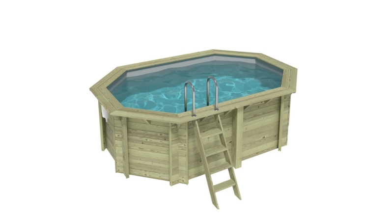 Piscina NEMO 4.3 x 3 - H.1.31 m, grigio, con supporti fissati al calcestruzzo