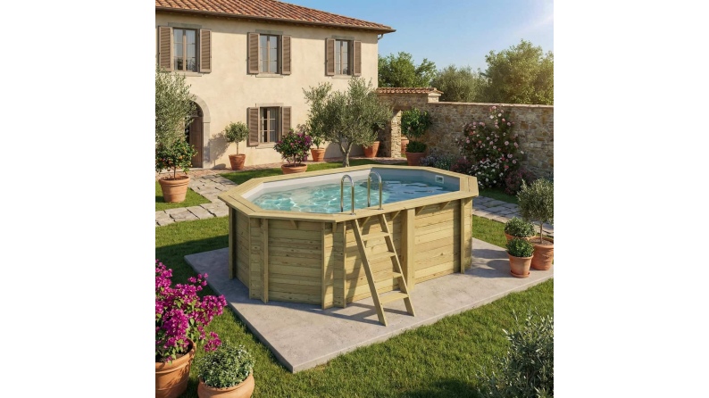 Piscina NEMO 4.3 x 3 - H.1.31 m, grigio, Su telaio - senza cementazione