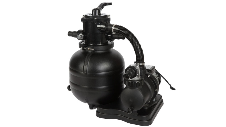 Piscina NEMO 5.79 x 3.49 - H.1.45 m, sabbia, con supporti fissati al calcestruzzo