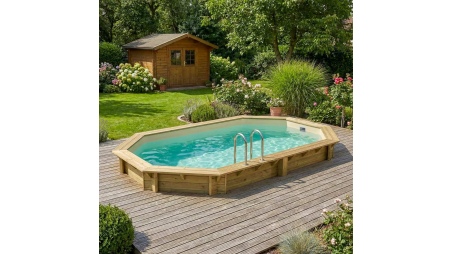 Piscina NEMO 5.79 x 3.49 - H.1.45 m, sabbia, Su telaio - senza cementazione