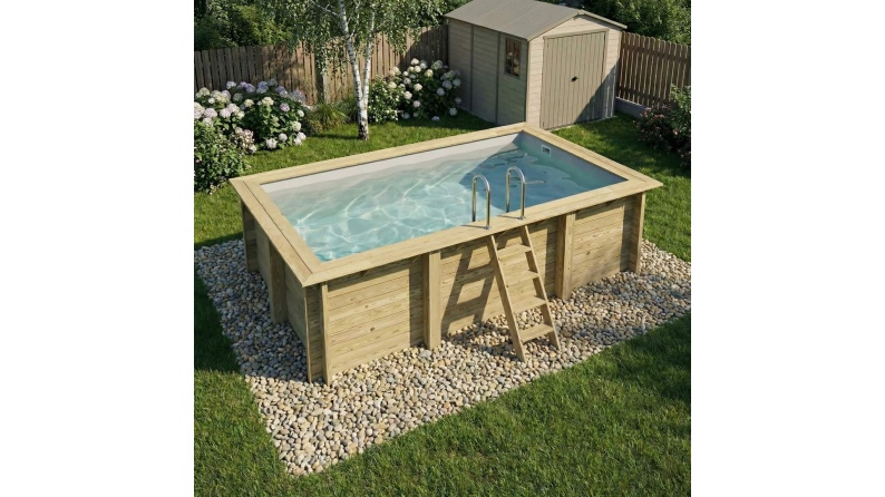 Piscina AQUA 4.65 x 2.85 - H.1.24 m, grigio, con supporti da cementare
