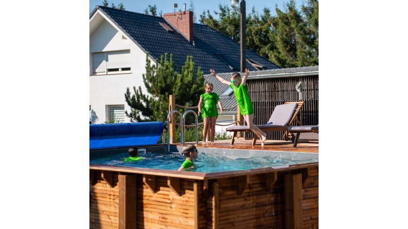 Piscina AQUA 4.65 x 2.85 - H.1.24 m, sabbia, Su telaio - senza cementazione