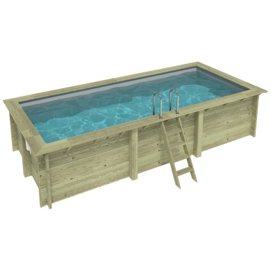 Piscina AQUA 6.1 x 2.85 - H.1.31 m, grigio, con supporti fissati al calcestruzzo