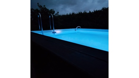 Piscina AQUA 7 x 3.75 - H.1.45 m, grigio, con supporti da cementare