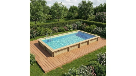 Piscina AQUA 7 x 3.75 - H.1.45 m, sabbia, con supporti da cementare
