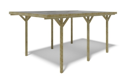 Tettoia posto auto coperto in legno 3.04x5.12 m - 15.57 m2 - copertura PVC  