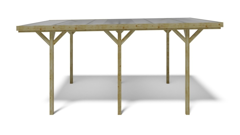 Tettoia posto auto coperto in legno 3.04x5.12 m - 15.57 m2 - copertura PVC  