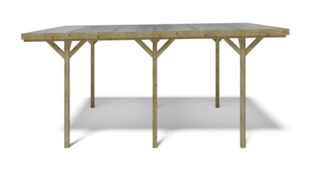 Tettoia posto auto coperto in legno 3.04x5.12 m - 15.57 m2 - copertura PVC  