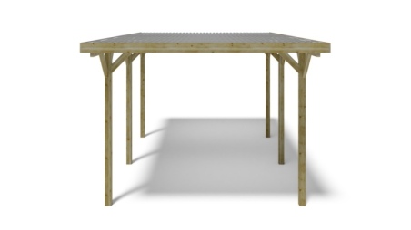 Tettoia posto auto coperto in legno 3.04x5.12 m - 15.57 m2 - copertura PVC  