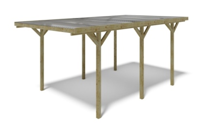 Tettoia posto auto coperto in legno 3.04x5.12 m - 15.57 m2 - copertura PVC  