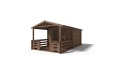 Casetta da giardino in legno con veranda e tettoia - 15m2 - 3x3m - impregnata - 28mm - colore: marrone