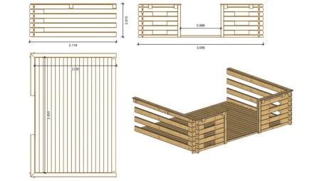 Casetta da giardino in legno con veranda e tettoia - 15m2 - 3x3m - impregnata - 28mm - colore: marrone