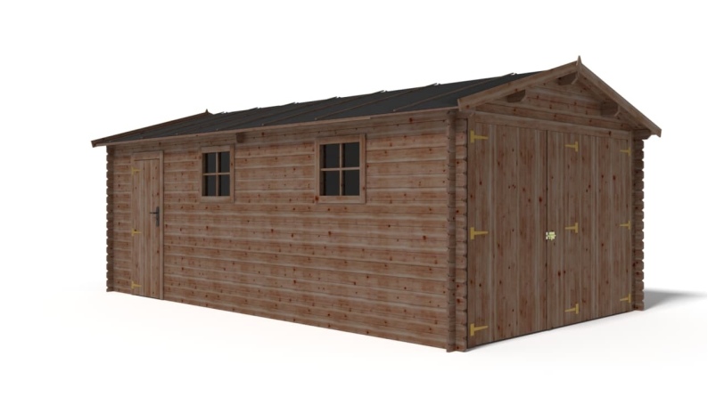 Garage in legno - 21m2 - 3.5x6m - impregnata - 28mm - colore: marrone
