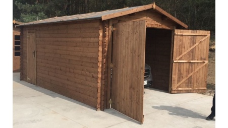 Garage in legno - 21m2 - 3.5x6m - impregnata - 28mm - colore: marrone