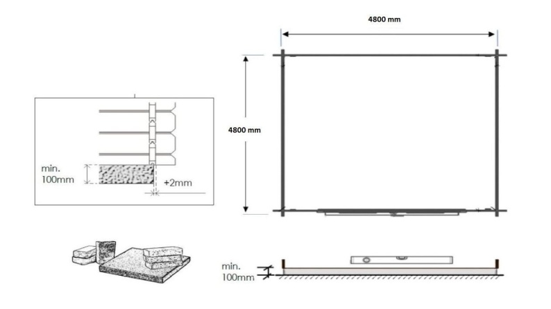 Casetta da giardino in legno - 25m2 - 5x5m - 40mm - colore: naturale