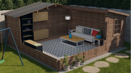 Casetta da giardino in legno - 25m2 - 5x5m - impregnata - 28mm - colore: marrone