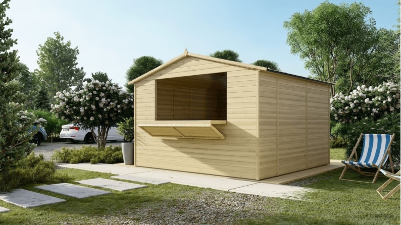 Chiosco per mercatini 9.42 m2 - 3.11x3.03 m - 19 mm