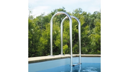Piscina in legno Sao Paulo 6.57 x 4.07 - H.1.2 m, azzurro chiaro, con supporti fissati al calcestruzzo