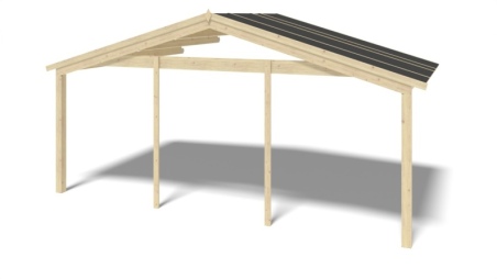 Casetta da giardino in legno con veranda e tettoia - 54m2 - 6x6m - 40mm - colore: naturale