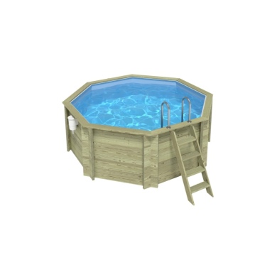 Piscina in legno Coral 3.25 x 3.25 - H.1.18 m, azzurro chiaro, autoportanti - senza cementazione
