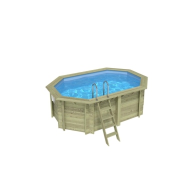 Piscina in legno NEMO 4.3 x 3 - H.1.31 m, azzurro chiaro, con supporti da cementare