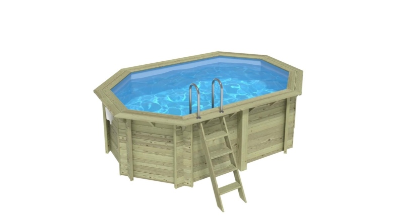 Piscina in legno NEMO 4.3 x 3 - H.1.31 m, azzurro chiaro, con supporti da cementare