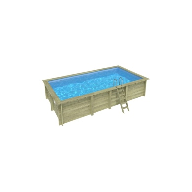 Piscina in legno AQUA 7 x 3.75 - H.1.45 m, azzurro chiaro, con supporti da cementare