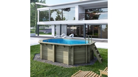 Piscina in legno NEMO 4.3 x 3 - H.1.18 m, azzurro chiaro, Su telaio - senza cementazione