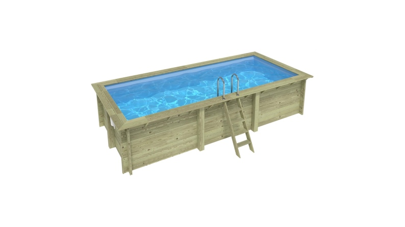 Piscina in legno AQUA 6.1 x 2.85 - H.1.31 m, azzurro chiaro, Su telaio - senza cementazione