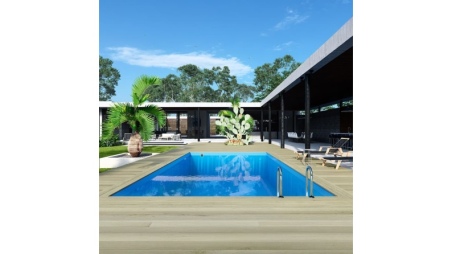 Piscina in legno AQUA 8.5 x 4.35 - H.1.45 m, azzurro chiaro, Su telaio - senza cementazione