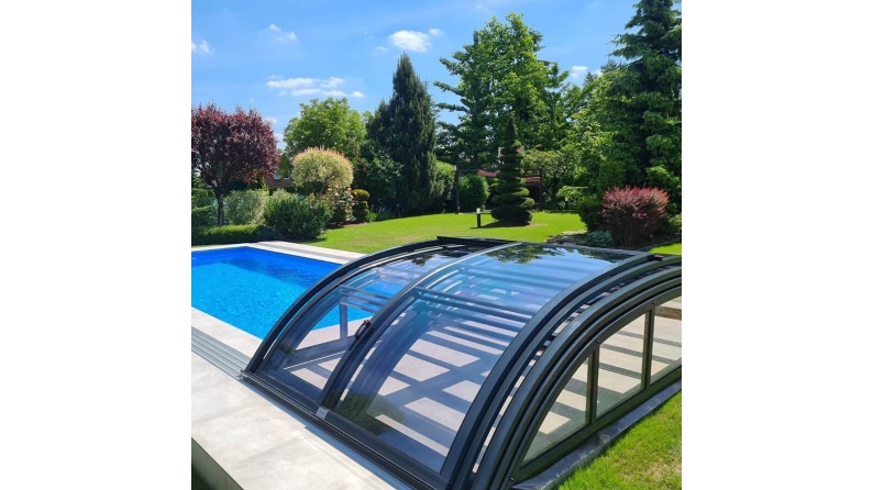 Copertura telescopica per piscina Horizon - 5.95x3.08 m - Policarbonato compatto da 3 mm - per la piscina BAS7305