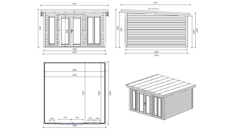 Casetta da giardino in legno Kira 4,04x4,09 m - 12 m2 - 34 mm
