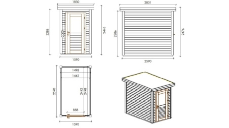 Casetta da giardino in legno Mira 1.59x2.59 m - 4.12 m2 - 28 mm - impregnata