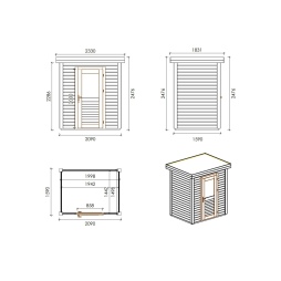 Casetta da giardino in legno  2.09x1.59 m - 3.32 m2 - 28 mm - impregnata