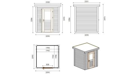 Casetta da giardino in legno Vala 2.09x2.09 m - 4.37 m2 - 28 mm - impregnata