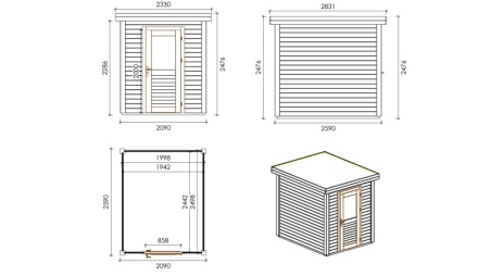 Casetta da giardino in legno Vala 2.09x2.59 m - 5.41 m2 - 28 mm - impregnata