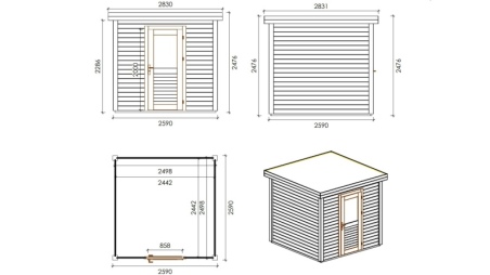 Casetta da giardino in legno Rava 2.59x2.59 m - 6.71 m2 - 28 mm - impregnata