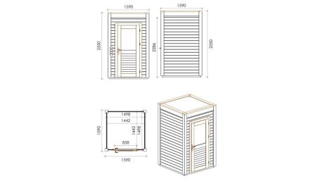Casetta da giardino in legno Veya 1.59x1.59 m - 2.53 m2 - 28 mm - impregnata
