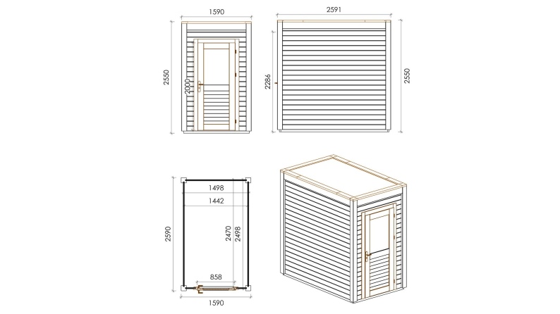 Casetta da giardino in legno Veya 1.59x2.59 m - 4.12 m2 - 28 mm - impregnata