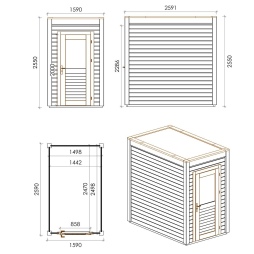 Casetta da giardino in legno  1.59x2.59 m - 4.12 m2 - 28 mm - impregnata