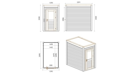Casetta da giardino in legno Veya 1.59x2.59 m - 4.12 m2 - 28 mm - impregnata