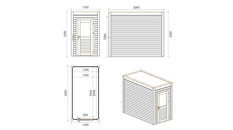 Casetta da giardino in legno Veya 1.59x3.09 m - 4.91 m2 - 28 mm - impregnata